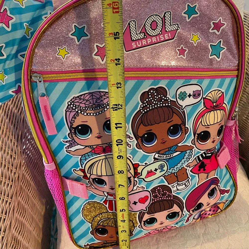 LOL Surprise Adorable Pink Lrg Backpack w/Small Round Lunchbag/Pouch NWOT💓